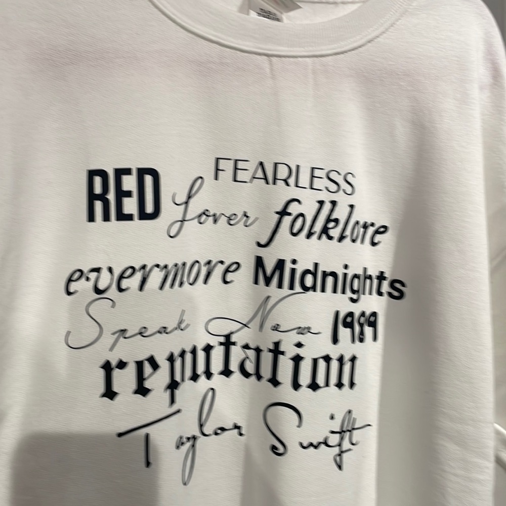 NWT Taylor Swift Album crew neck!!! Custom Made!